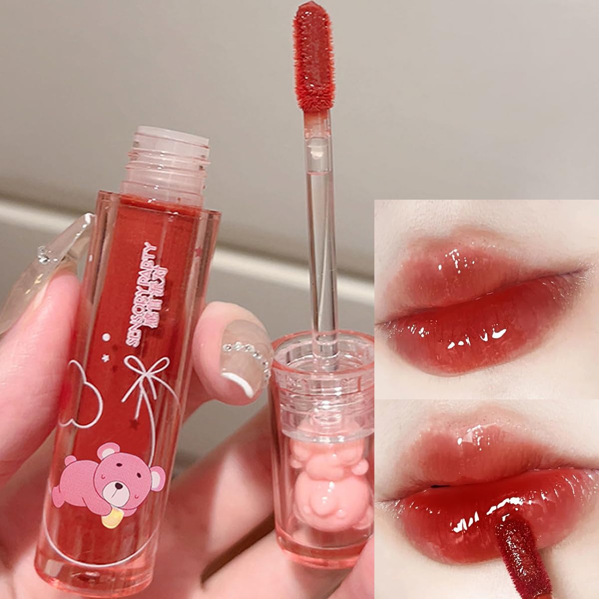 Blopuivo brillo labial oso: diseño simpático para estilos divertidos.