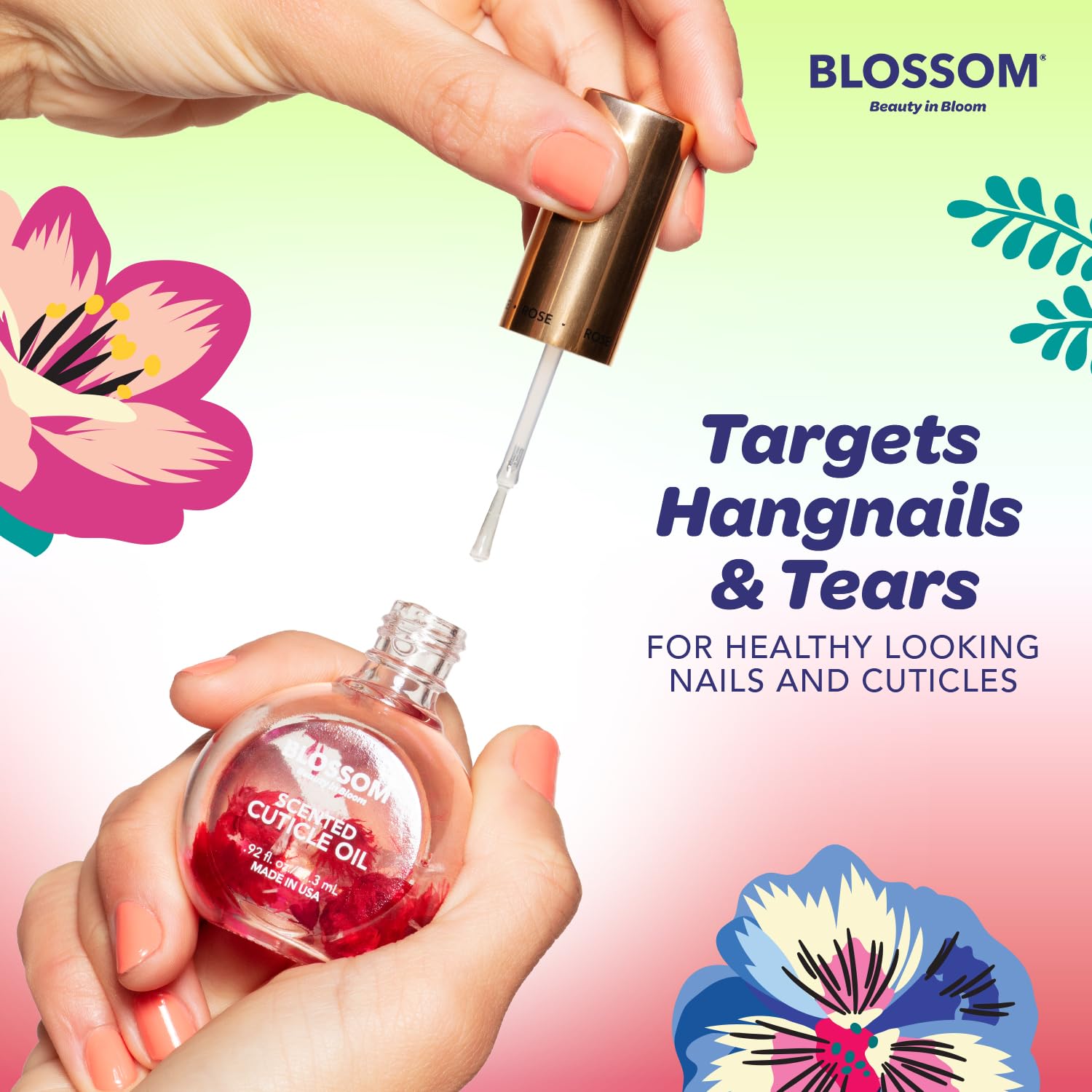 Blossom Frasco de 0.5 oz para uso diario de uñas saludables.