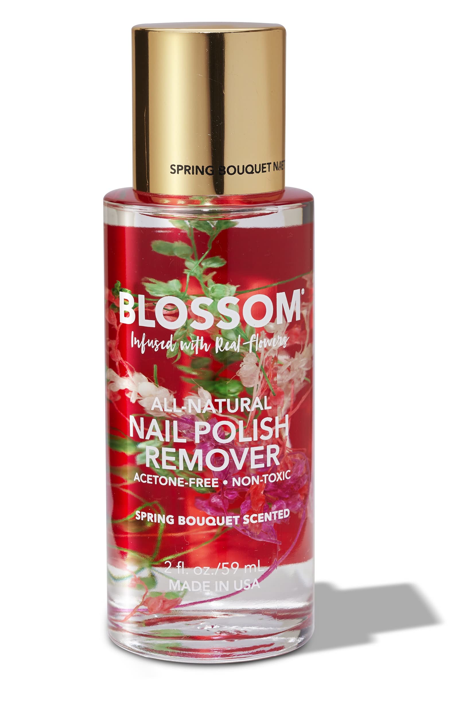 Blossom Remove sin acetona, botella con flores reales para uñas suaves.