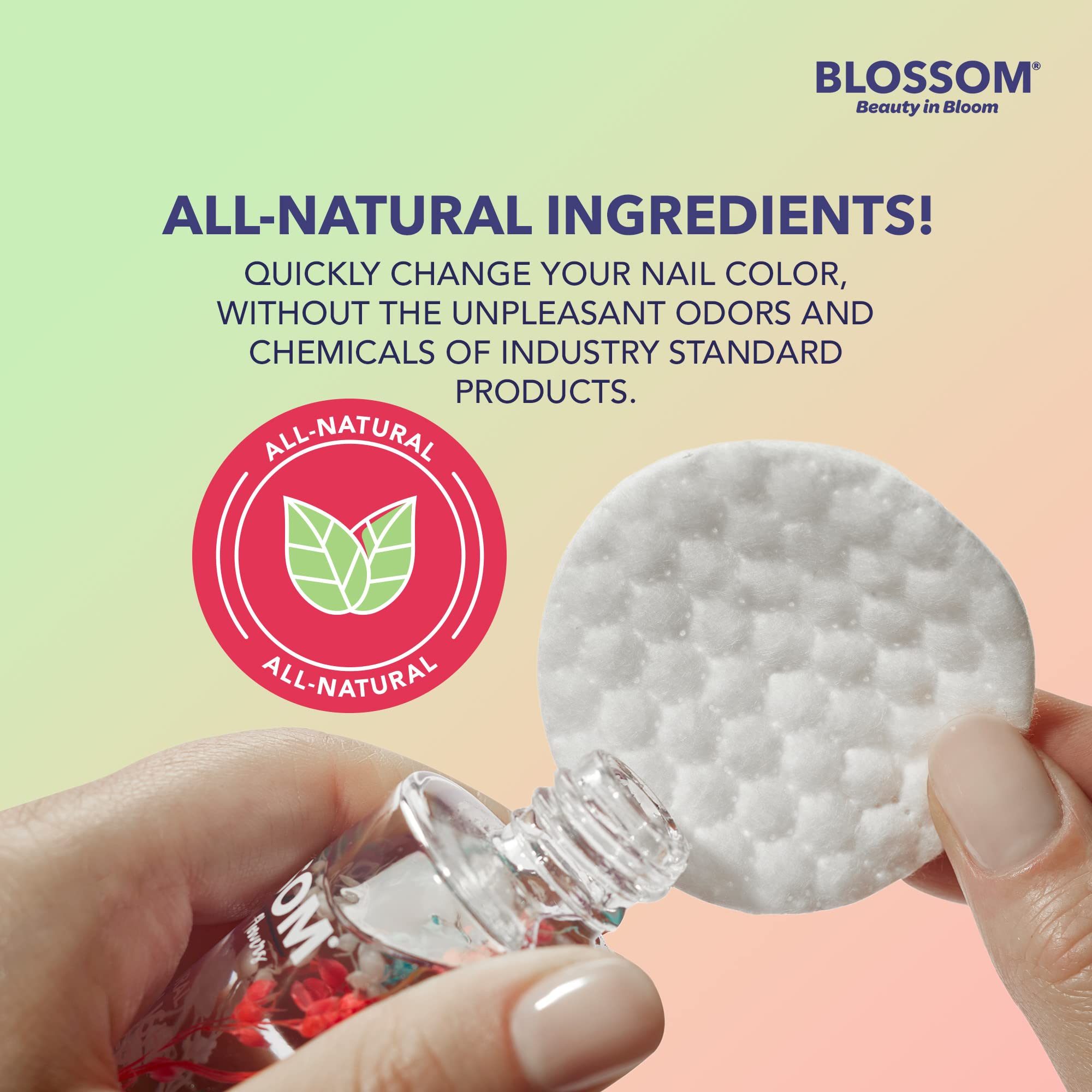 Menta Blossom, bote con flores y menta, limpieza suave para uñas naturales.