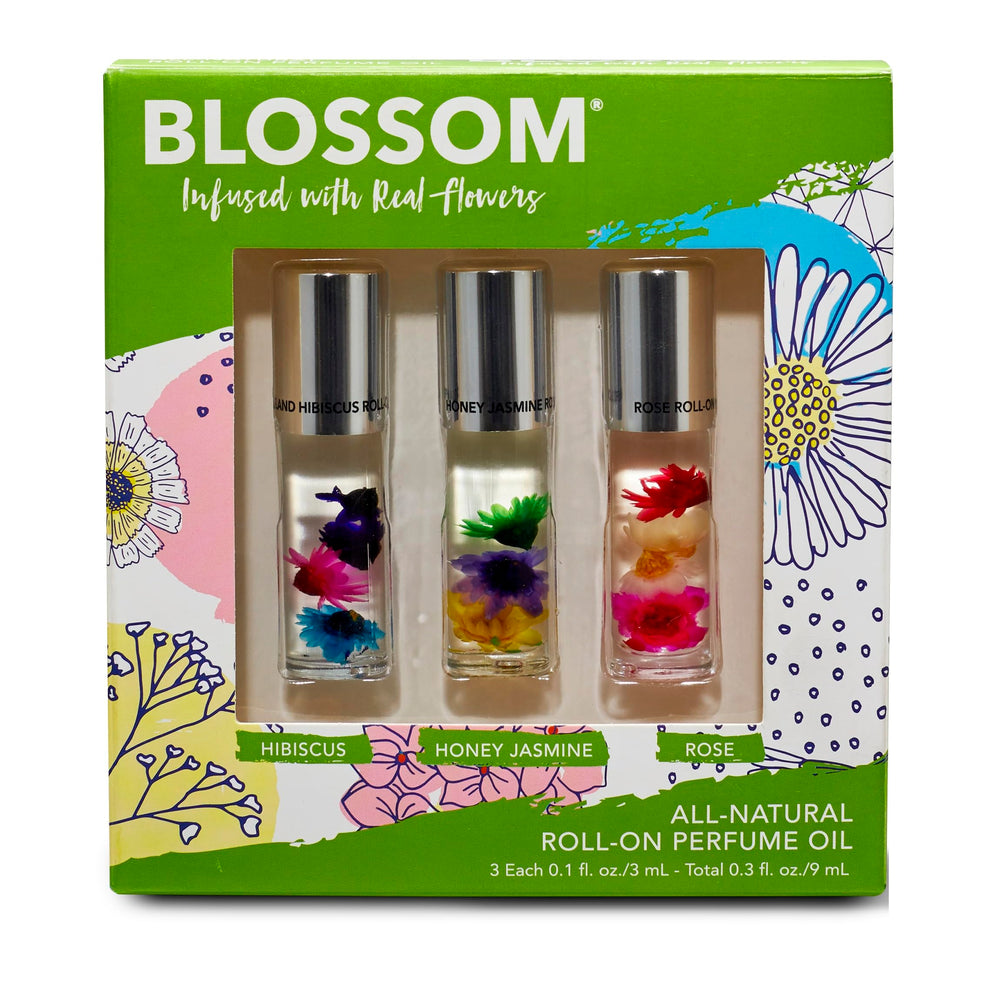 blossom rodillo perfume hibisco isla: botella con flores reales para uso diario