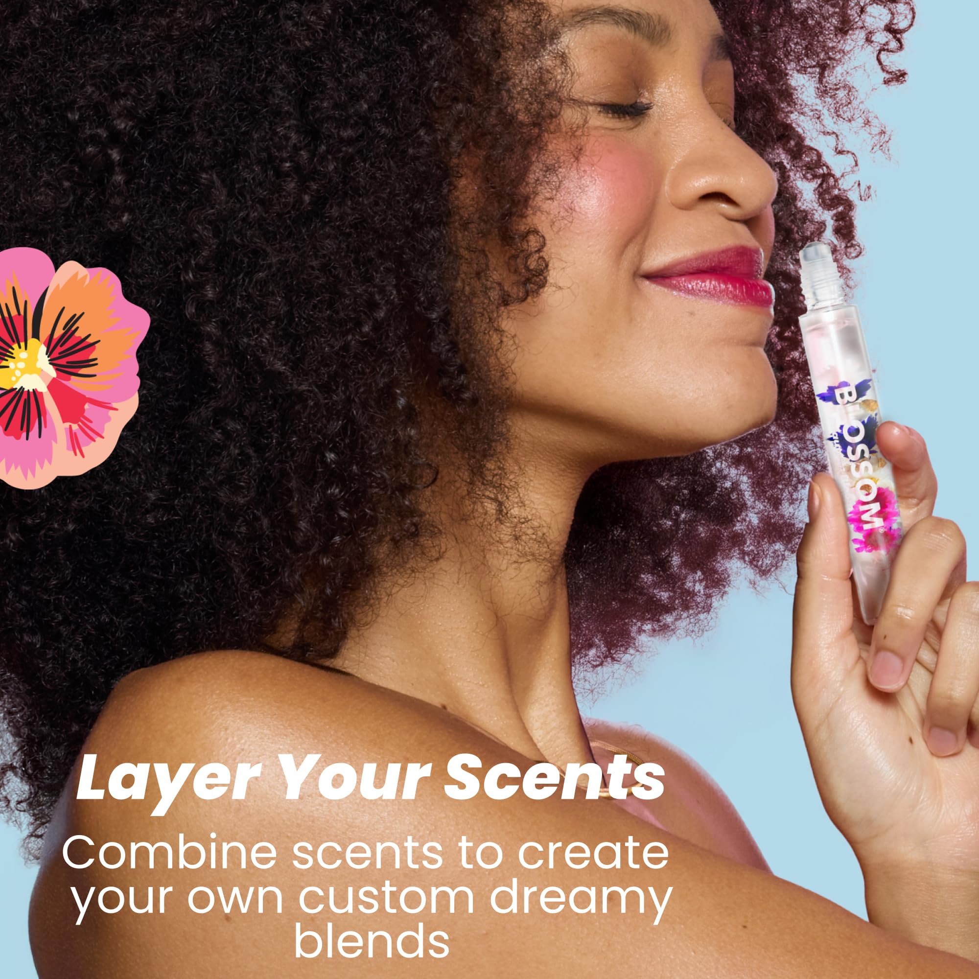 blossom rodillo perfume rosa: flores reales y aroma suave