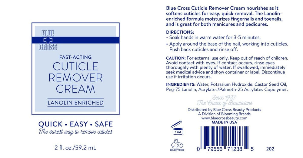 Blue Cross crema de cuidado de cutículas para uñas sanas.