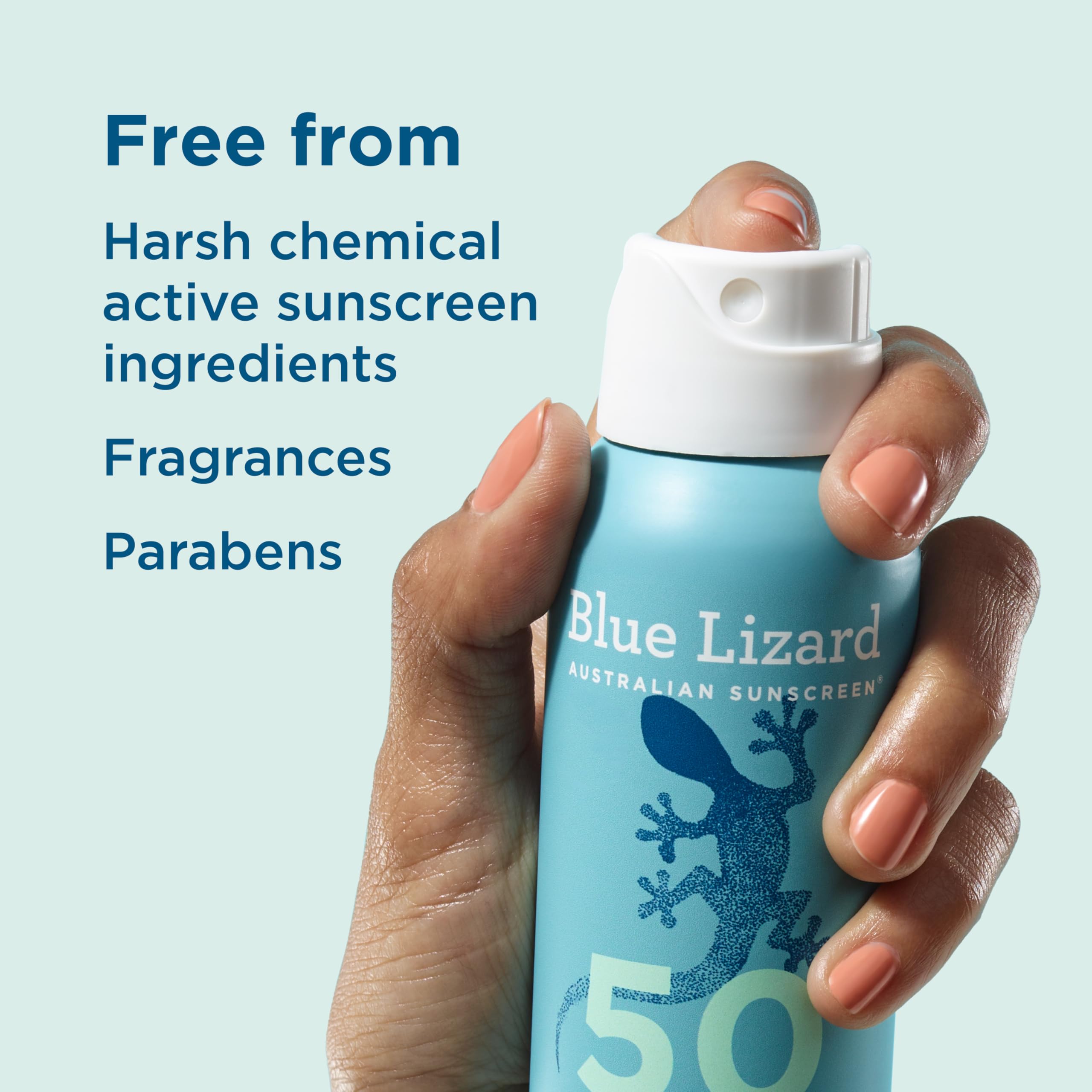 Blue Lizard Sensitive SPF 50 Spray, resiste al agua 80 minutos.