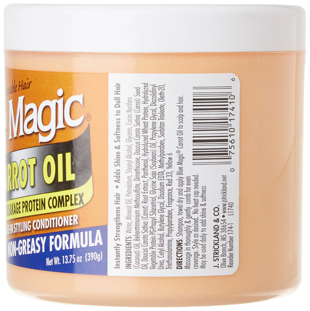 Blue Magic Carrot Oil, aplicación sin enjuague facilita el peinado diario
