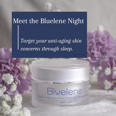 Textura cremosa de Crema de Noche Bluelene para aplicación nocturna suave.