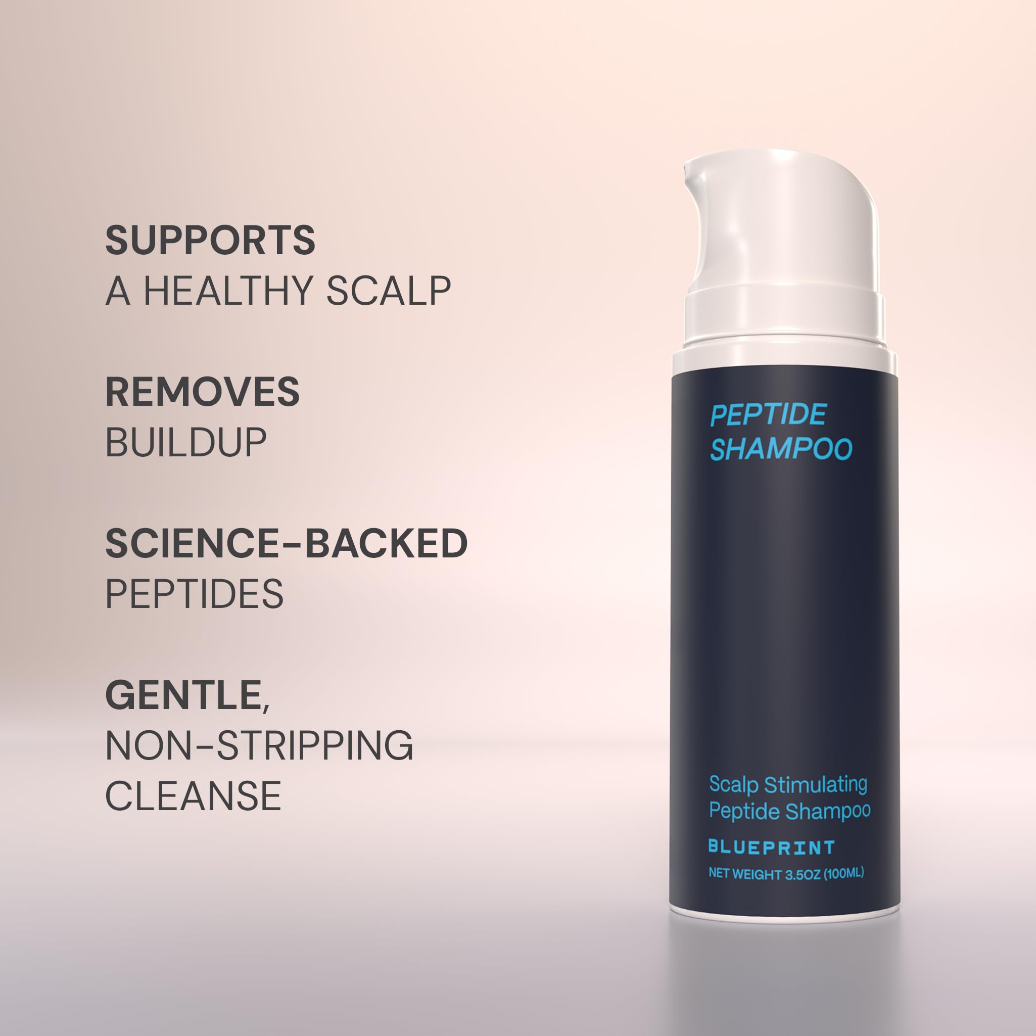 Shampoo Blueprint Bryan Johnson, espuma suave para limpieza delicada.