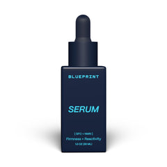 Sérum Blueprint Bryan Johnson en botella, ideal para uso diario y luminosidad