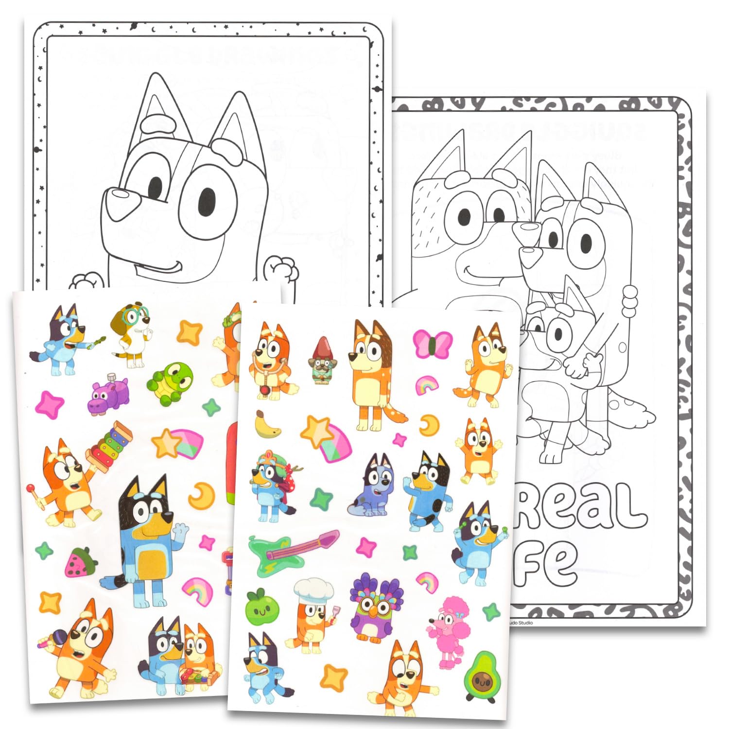 Libro de colorear Bluey y actividades: ideal para viajes y entretenimiento.