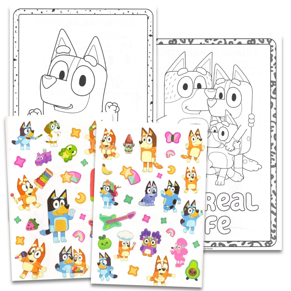 Libro de colorear Bluey y actividades: ideal para viajes y entretenimiento.