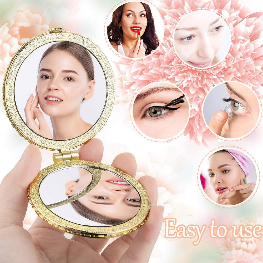 Blulu miroir poche fleurs ovale jaune, parfait pour petites retouches en déplacement
