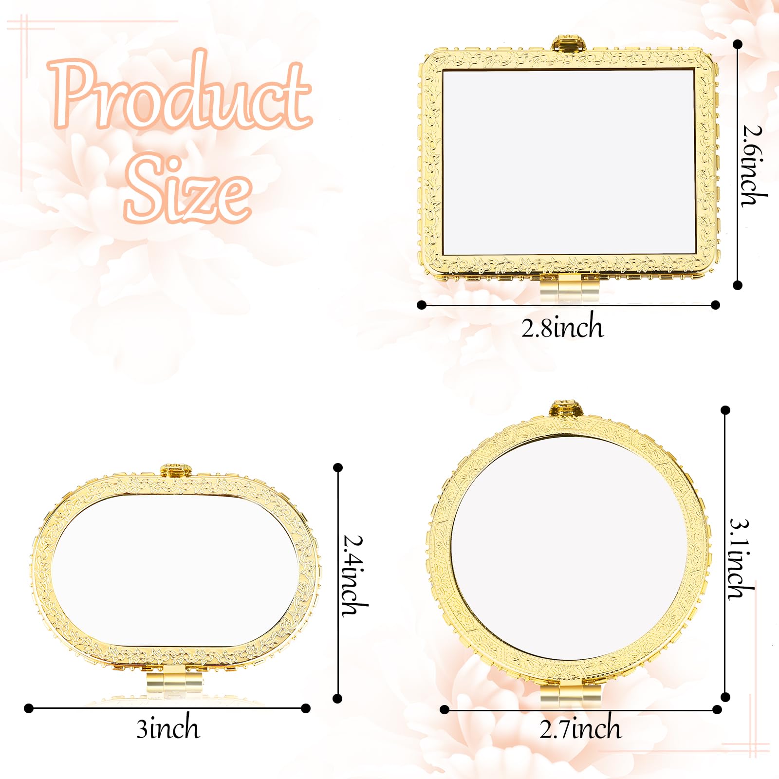 Blulu miroir poche fleurs rectangle jaune, élégant et discret dans le sac