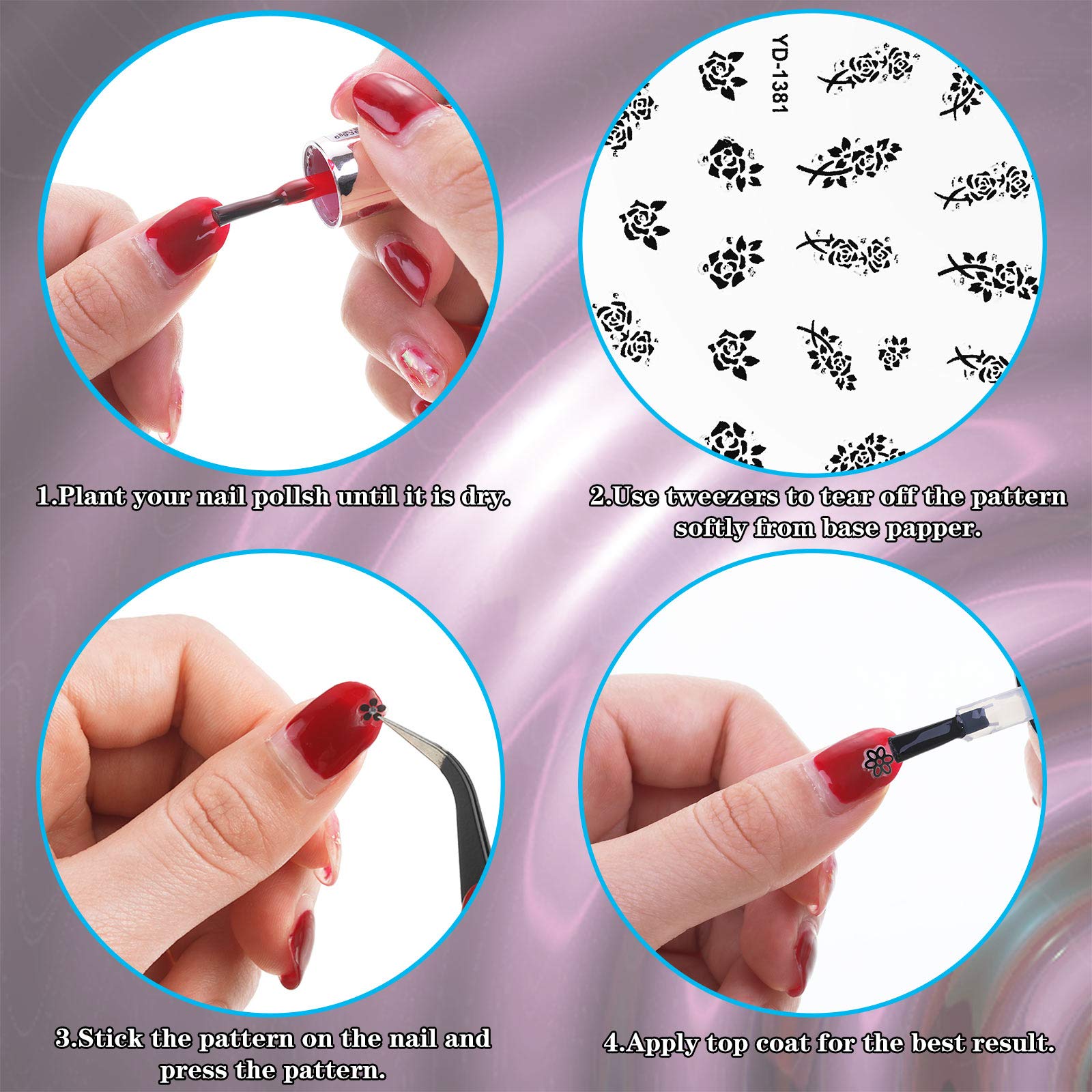 Blulu pinzas de metal para aplicar pegatinas en uñas
