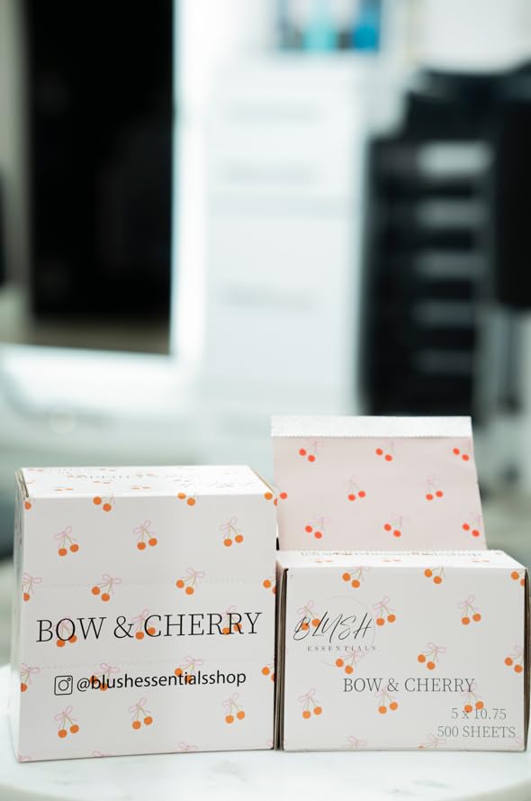 Blush Essentials Bow&Cherry folios de aluminio, tamaño 5x10,75 para mechas uniformes.