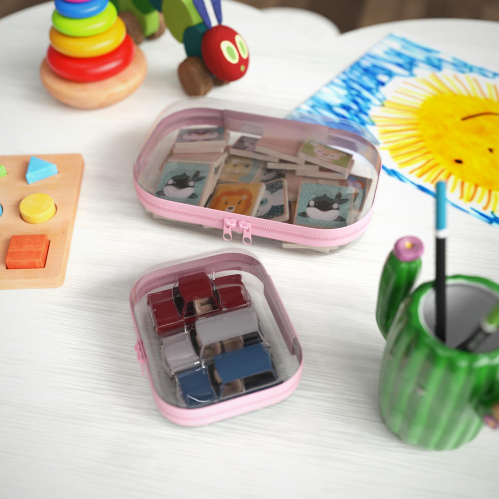 B'More Brands estuche organizador transparente, ideal para juguetes y maquillaje durante viajes