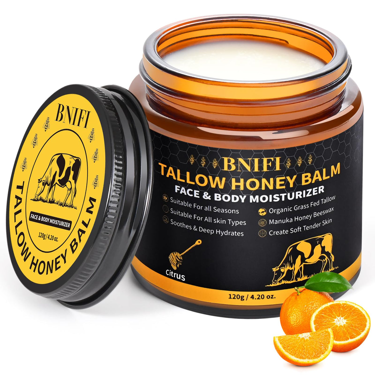 BNIFI bálsamo de manteca de res y miel para rostro, hidratación suave