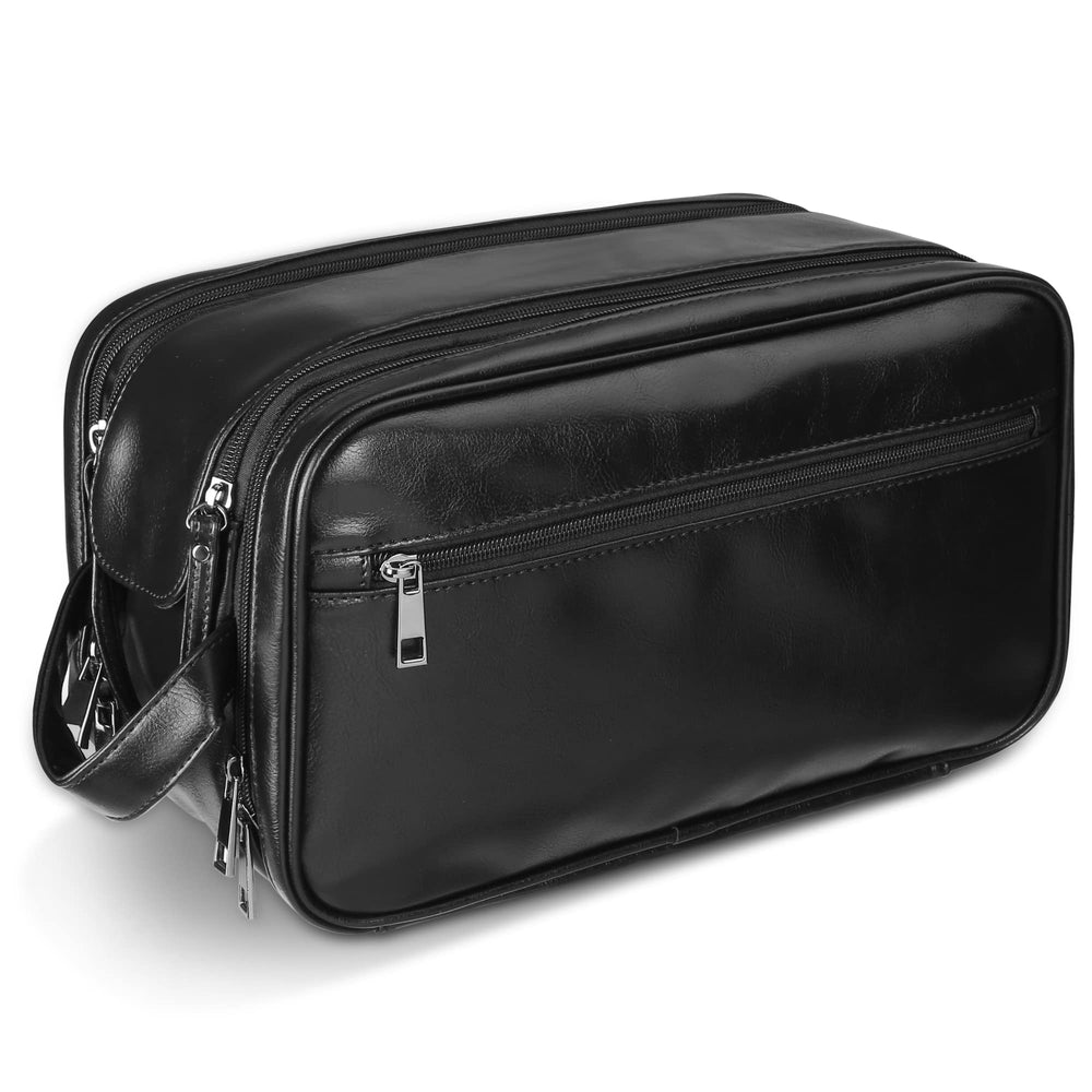 BNSPOCKET bolsa de higiene de cuero personalizada frente, estilo elegante y organizada para viajes.