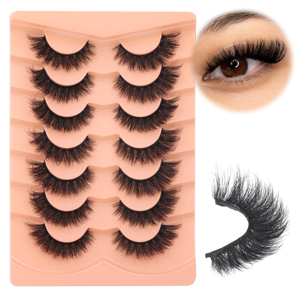 Boahankuke pestanas mink 18mm Cat Eye con curvatura D para mirada definida