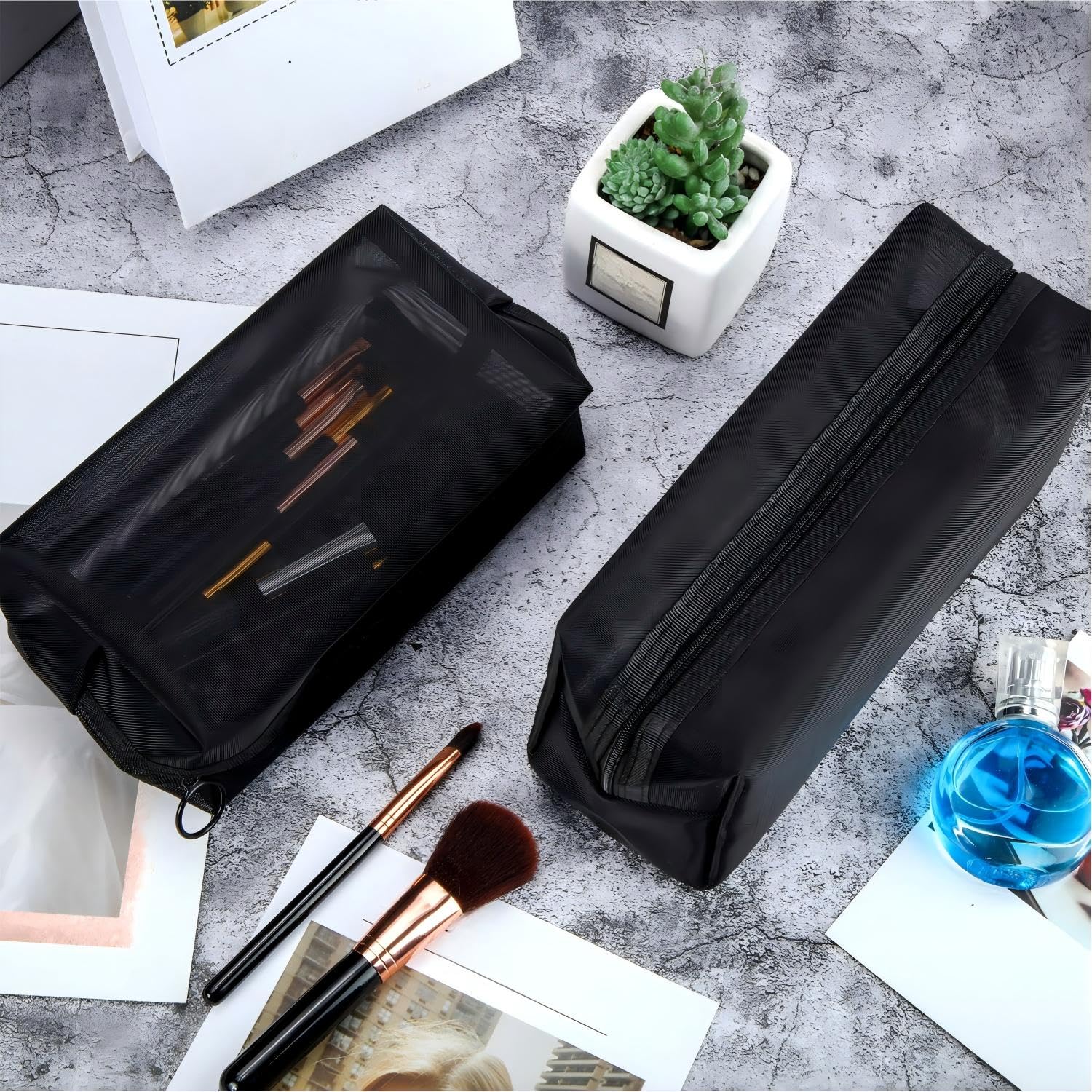 Boao bolsa malla para cosméticos y cepillos de maquillaje.
