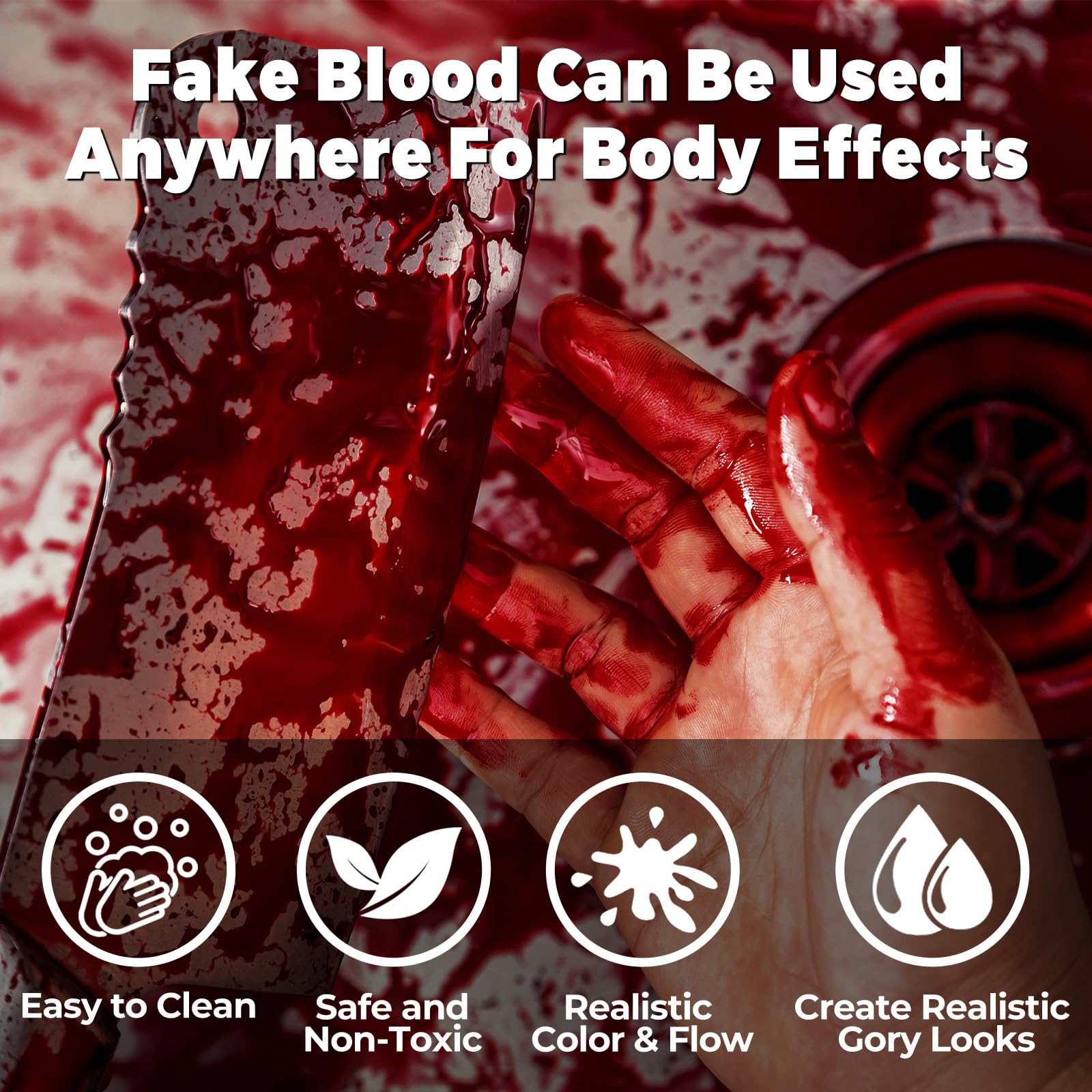 BOBISUKA sangre oscura para rostro y prendas, efecto dramático no comestible.