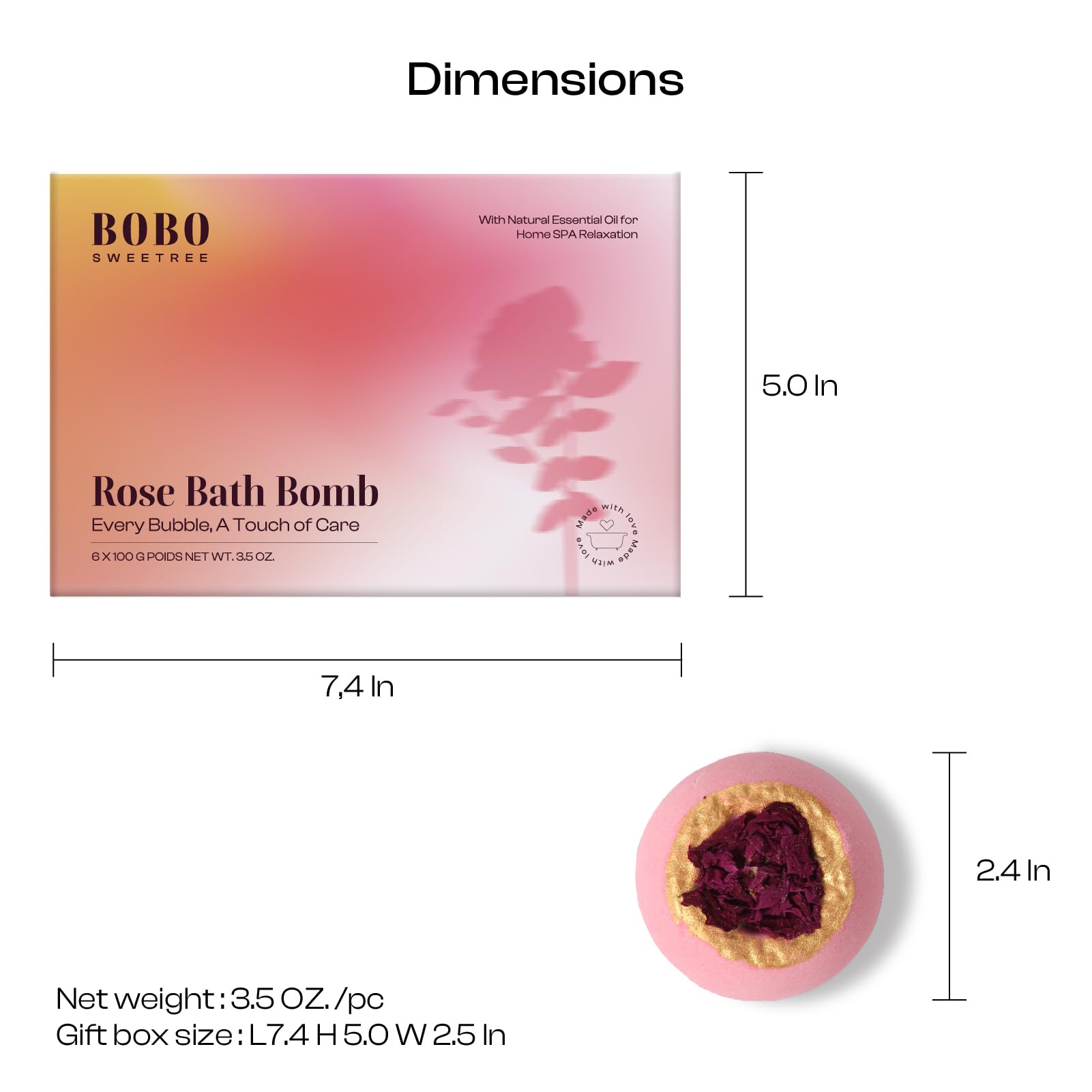 Bombes de bain BoboSweeTree avec vraies fleurs, impression luxueuse.