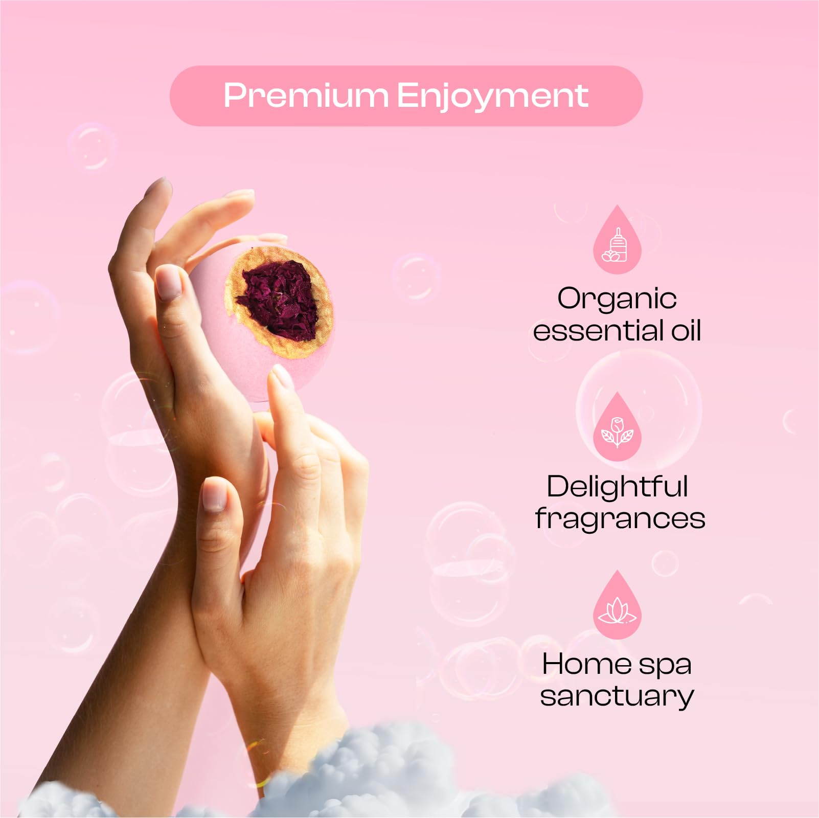 Bombes de bain BoboSweeTree grande taille au parfum rose et luxueuse.