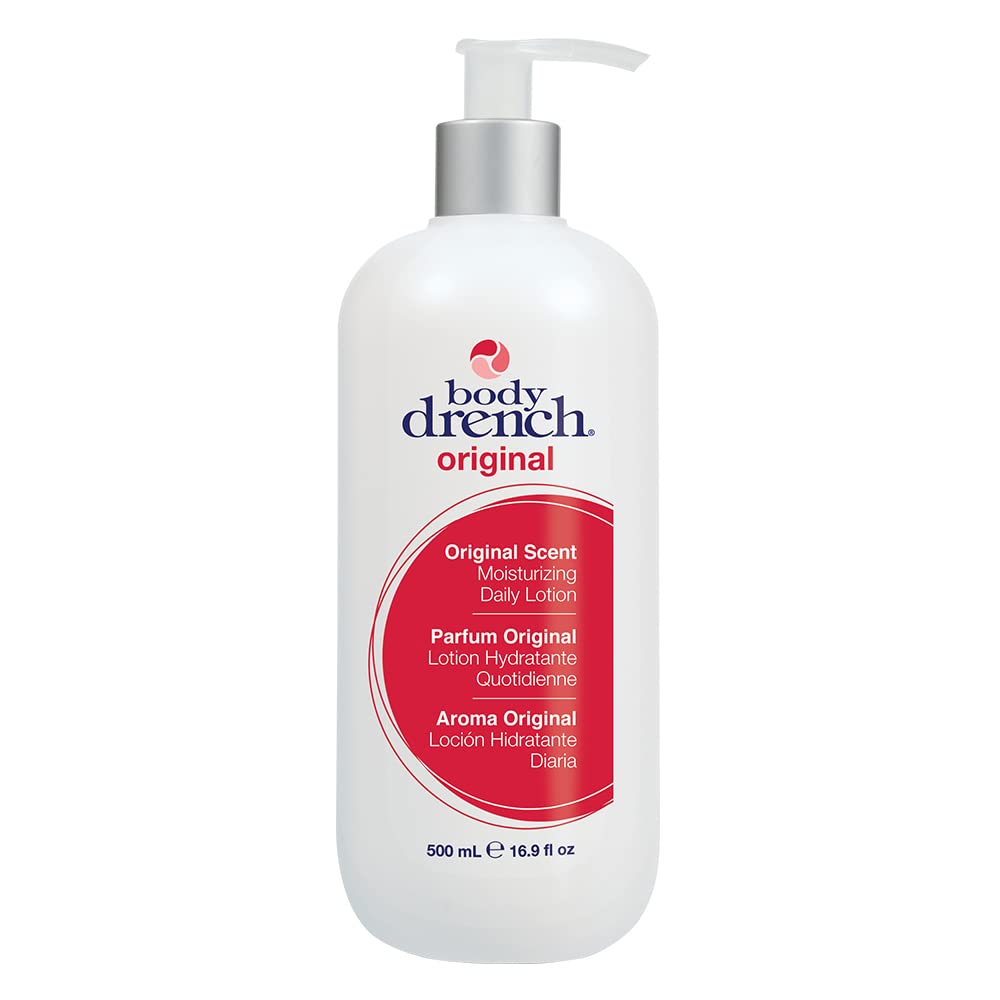 Body Drench loción original en botella para hidratación diaria y piel suave.