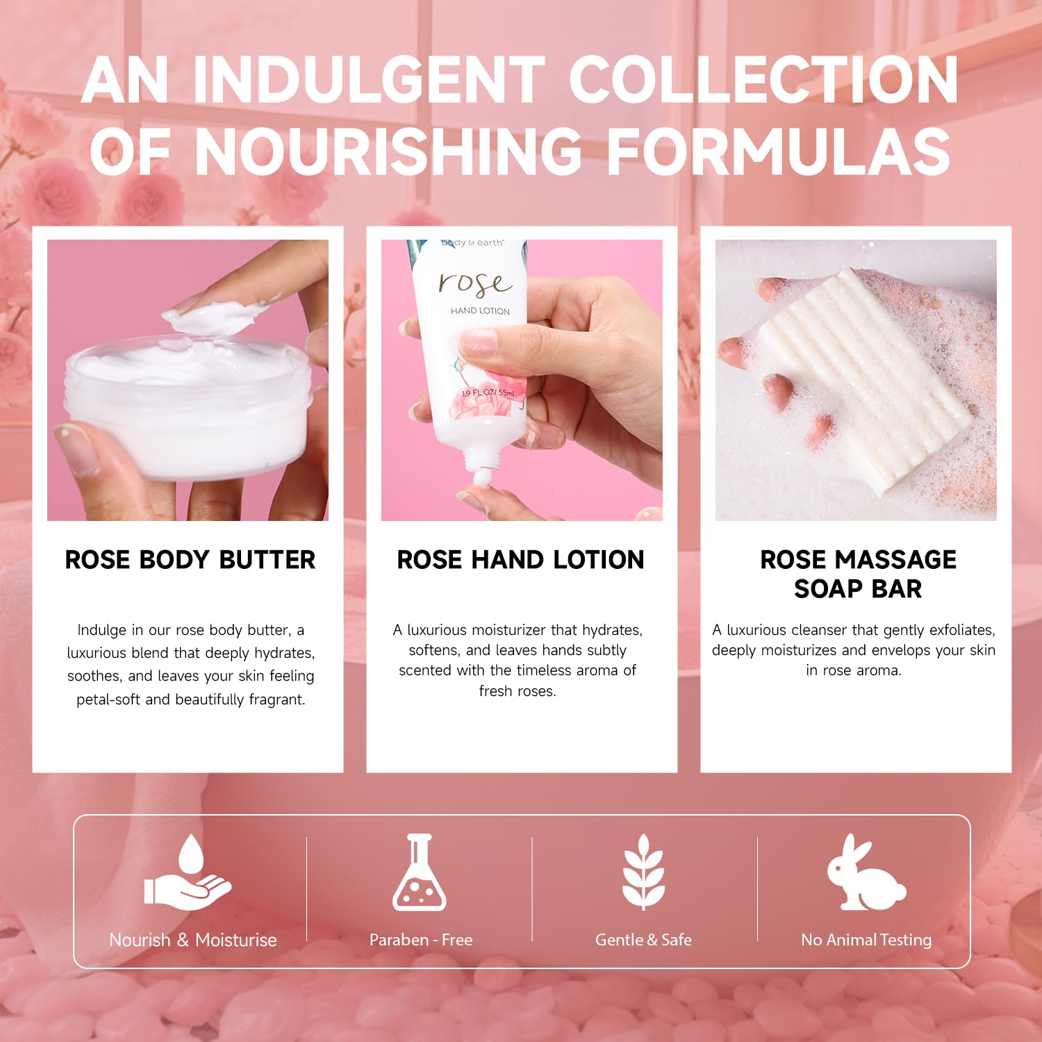 BODY & EARTH aroma a rosa para relajación sensorial en casa