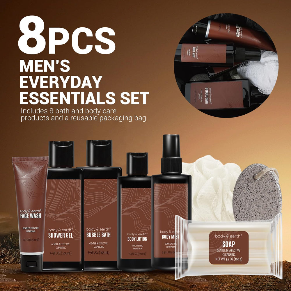 BODY & EARTH gel de ducha para hombres, limpieza suave con sándalo