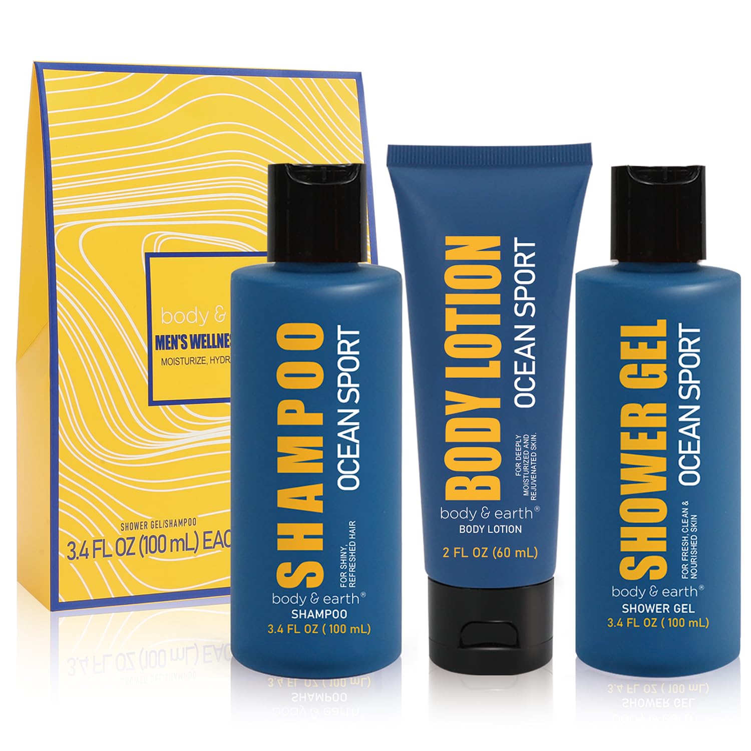 BODY & EARTH set regalo para hombres con aroma oceano y empaque elegante
