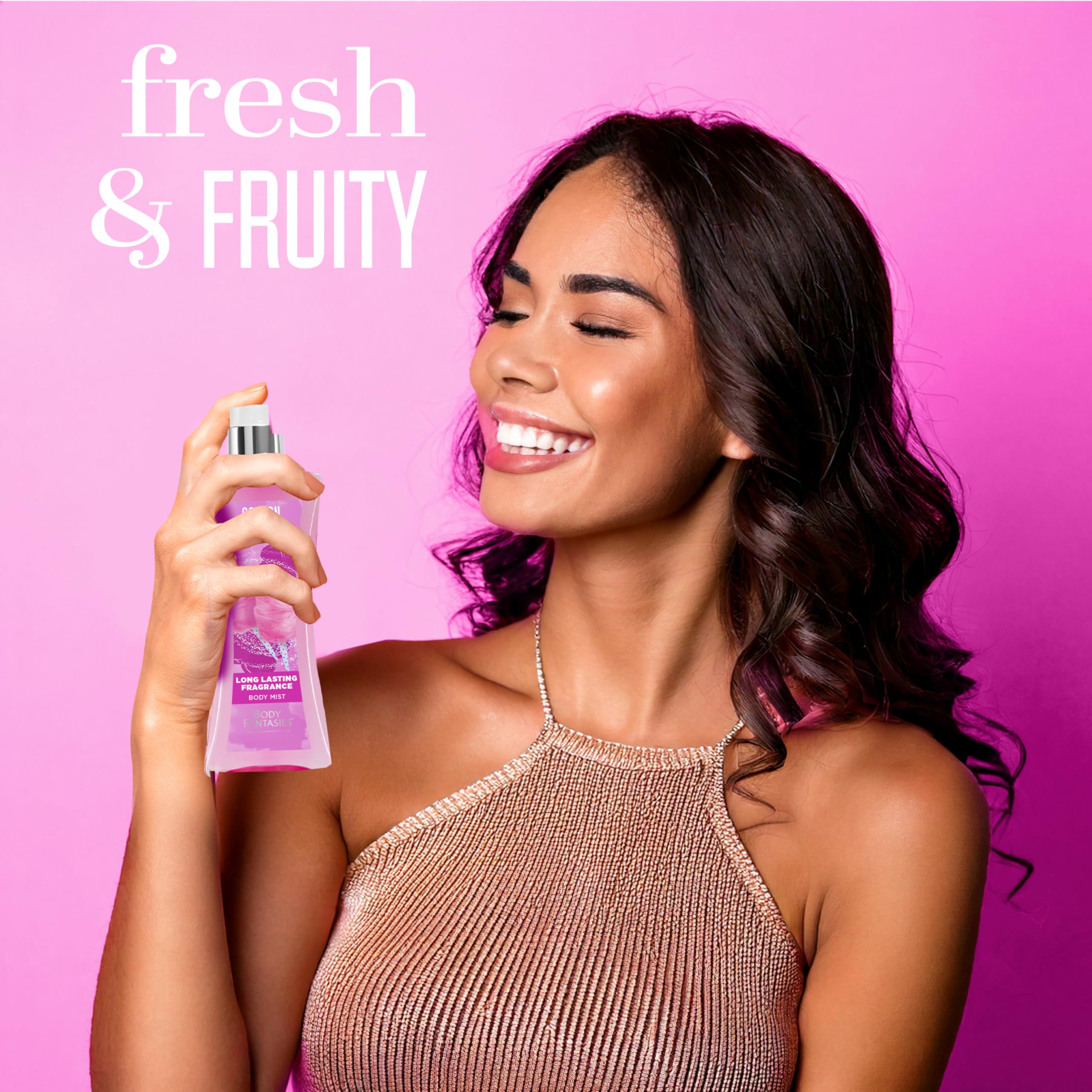 Body Fantasies Signature Cotton Candy: diseño de envase atractivo y moderno.