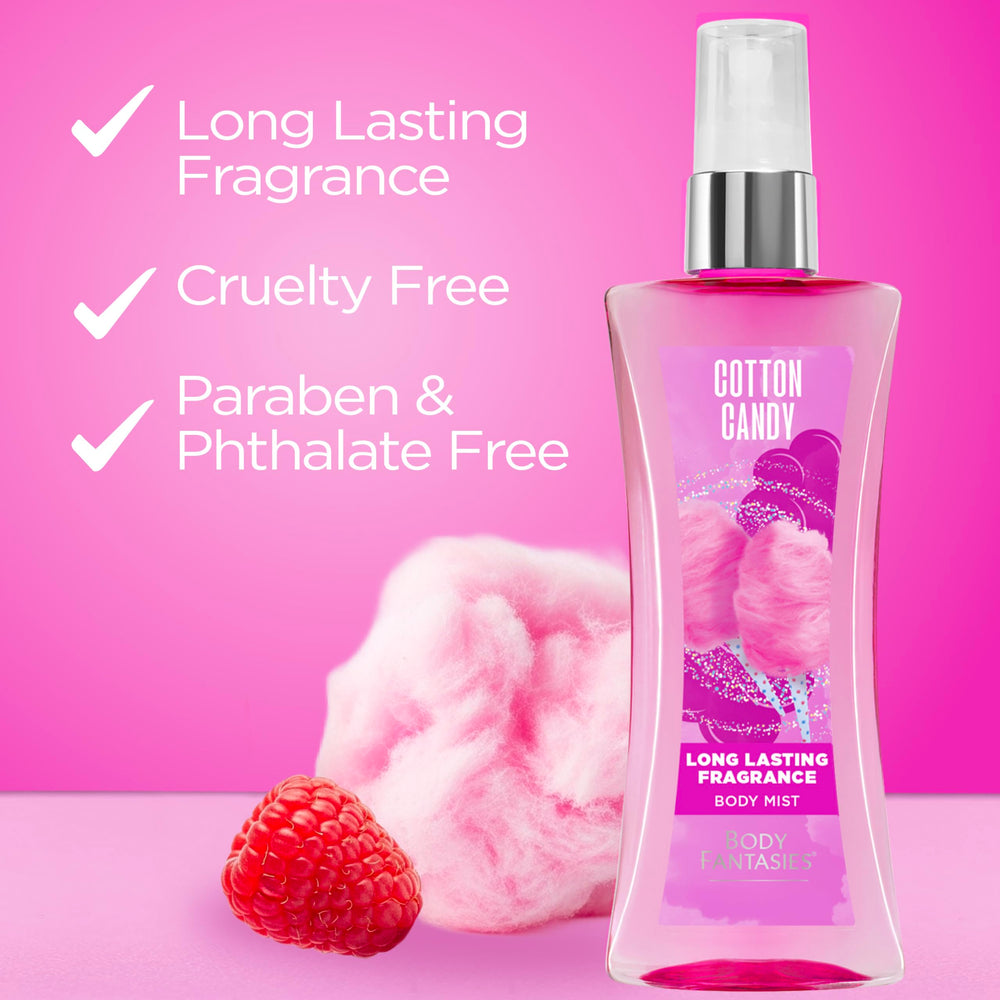 Body Fantasies Signature Cotton Candy: pulverizador eficiente para bruma ligera.