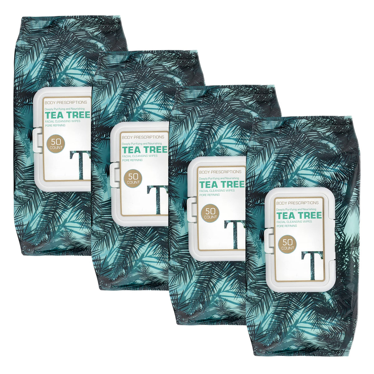 Body Prescriptions makeup cleansing wipes pack 4 with tea tree for easy makeup removal