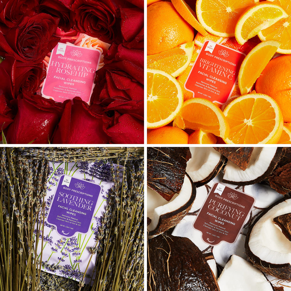 Body Prescriptions toallitas rosa mosqueta vitamina C, piel luminosa.