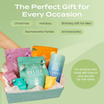 Body Restore regalo práctico para Navidad o cumpleaños con aroma reconfortante.