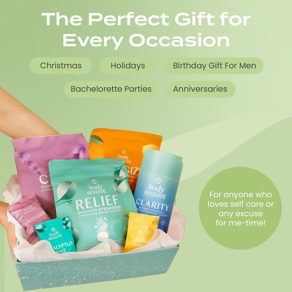 Body Restore regalo práctico para Navidad o cumpleaños con aroma reconfortante.