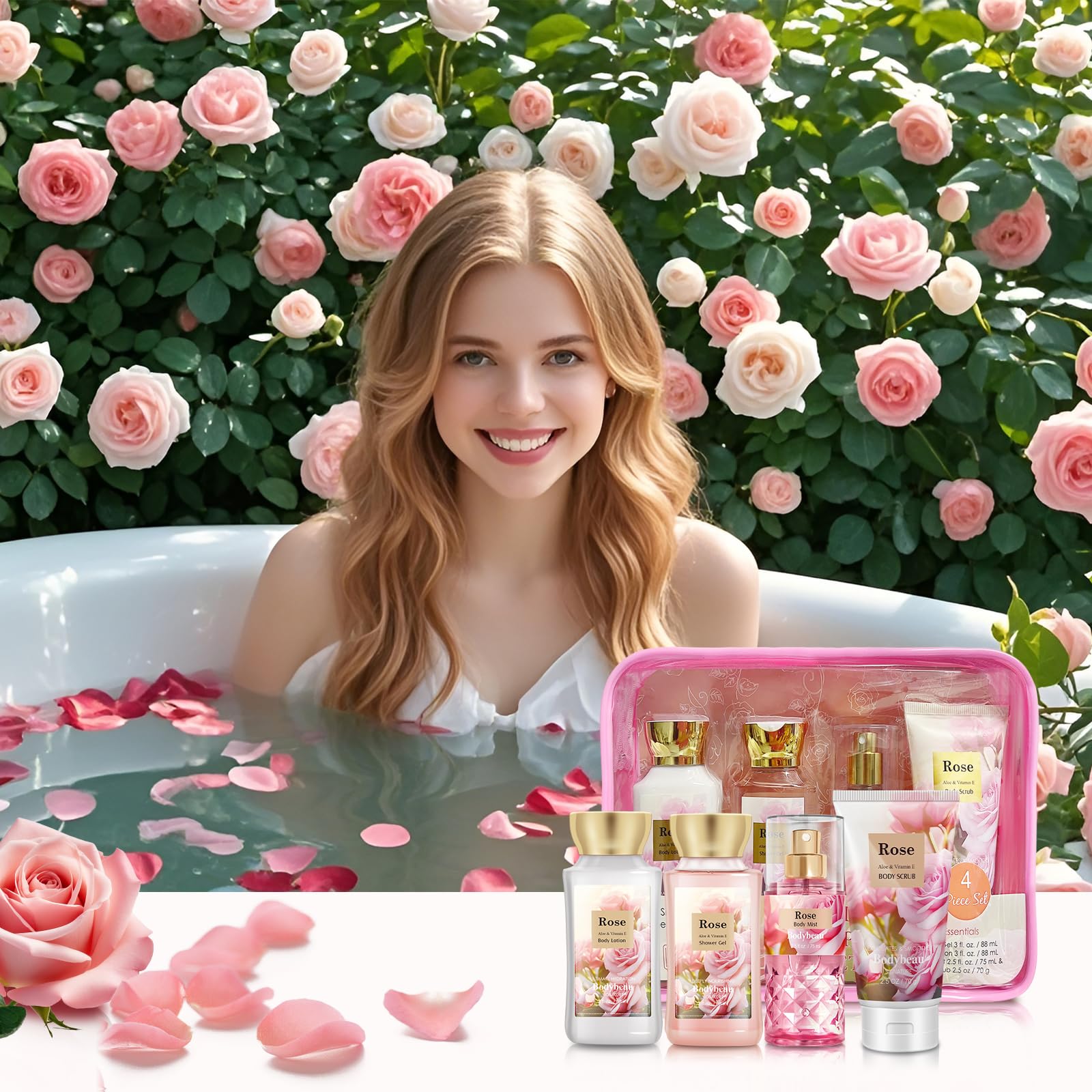 Bodybeau loción corporal rosa tamaño viaje para cuidado en movimiento.