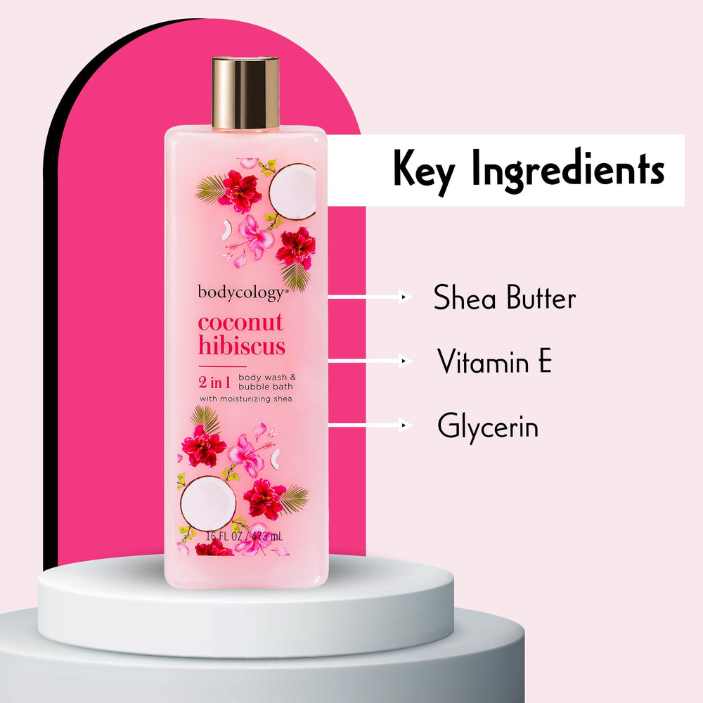Bodycology embalaje elegante para gel de ducha Coco Hibisco.
