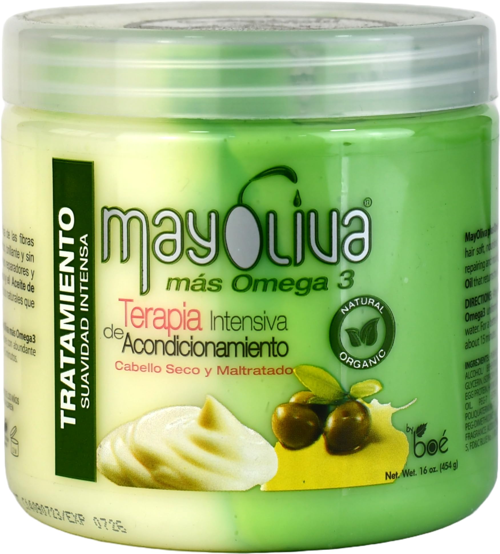 BOÉ COSMETICS Mayoliva Omega 3: botella para aplicación de tratamiento sedoso.