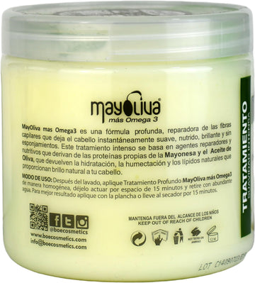 BOÉ COSMETICS Mayoliva Omega 3: brillo e hidratación para cabello dañado.