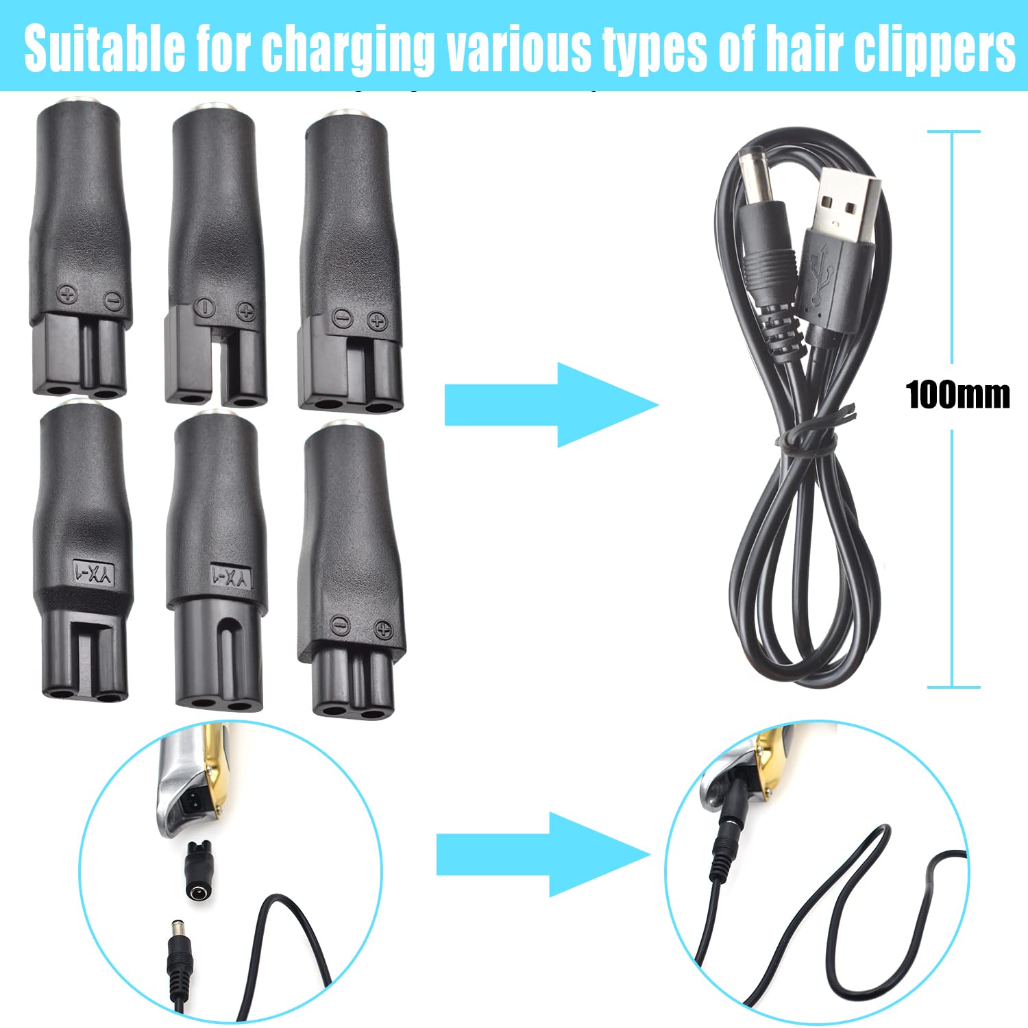 BOEEA contenido del pack: 7 cabezas y cable de carga USB para herramientas.
