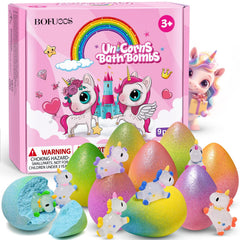 Bofuoos bombas de baño unicornio con sorpresa, colores brillantes para juego y relax.