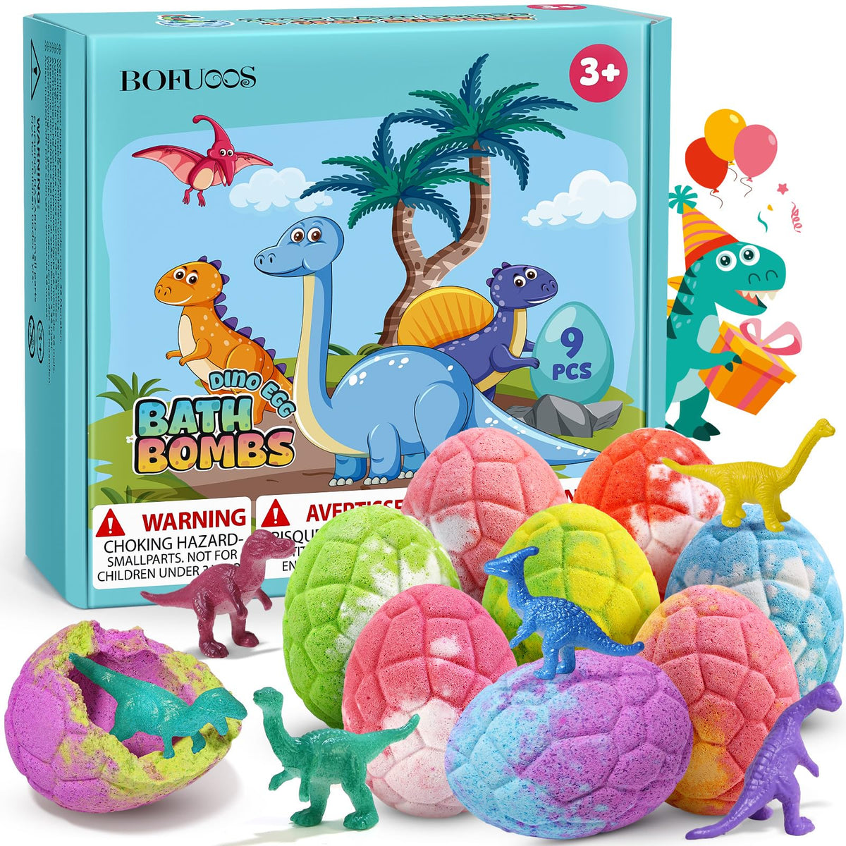 Bofuoos bomba de baño dinosaurio con colores brillantes para niños