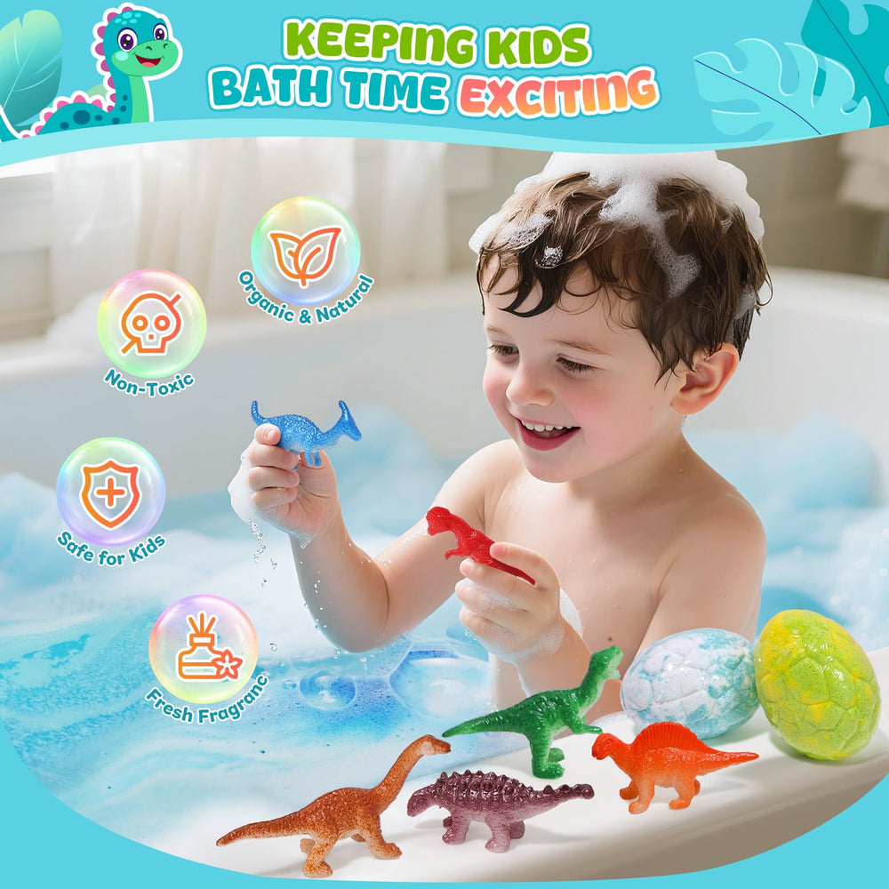 Conjunto regalo de baño Bofuoos dinosaurio con sorpresa interna