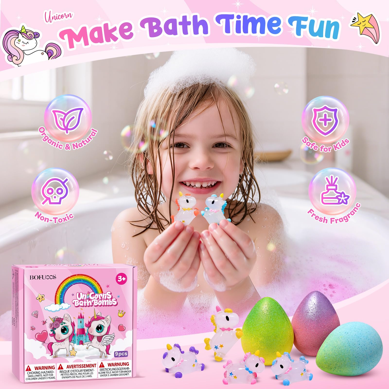 Bofuoos bomba de baño con sorpresa interna para niñas curiosas.