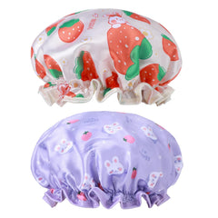 Gorro BOHUIZ de ducha para niños morado con conejito, cabello seco.