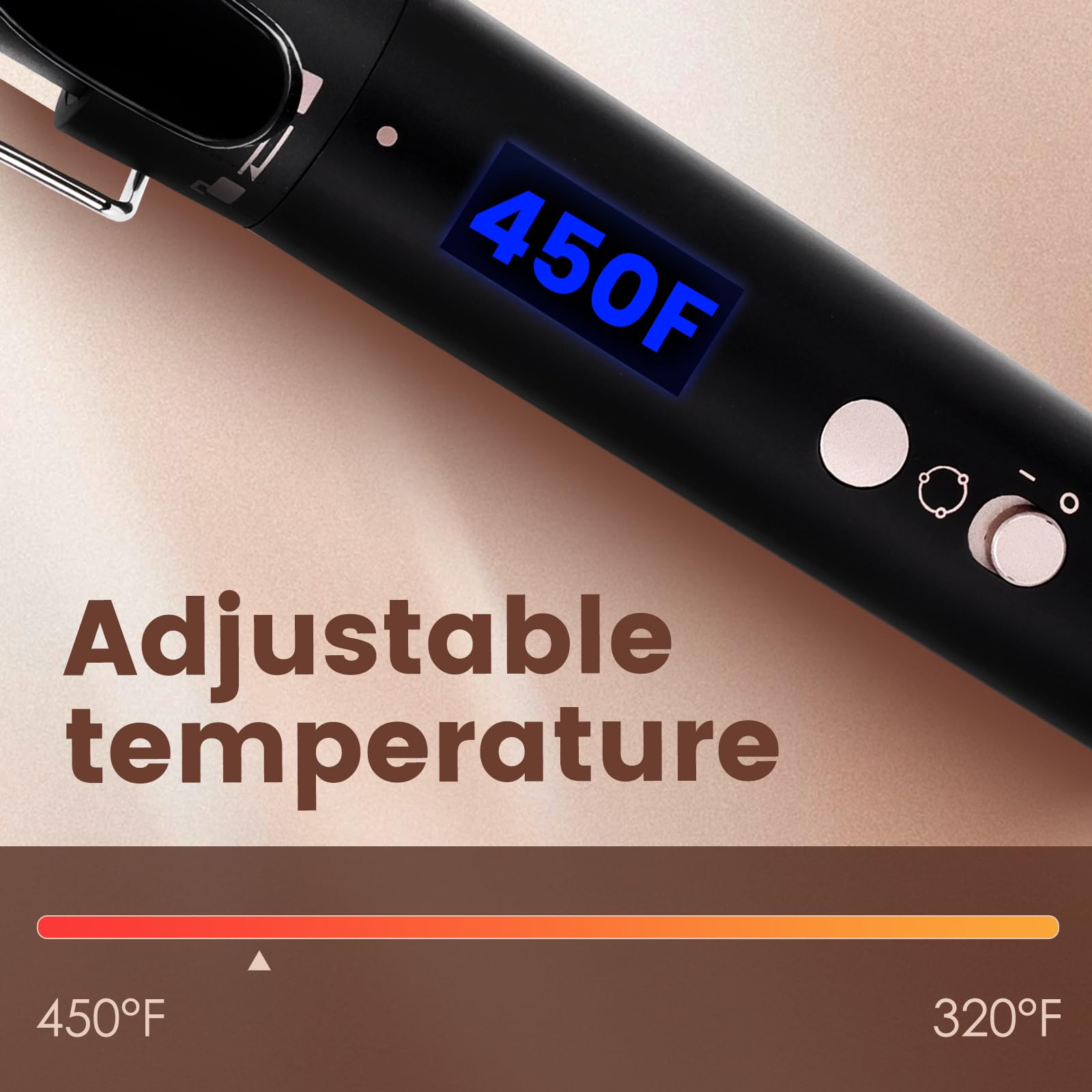 Bo'laiya ondulador cerámico con pantalla de temperatura para brillo y suavidad.