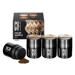 Boldify: fibras para cabello rubio; aplicación para cubrir zonas con adelgazamiento.