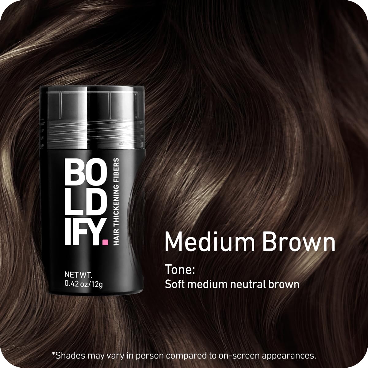 Aplicación rápida de Boldify Hair Fibers sobre cabello seco