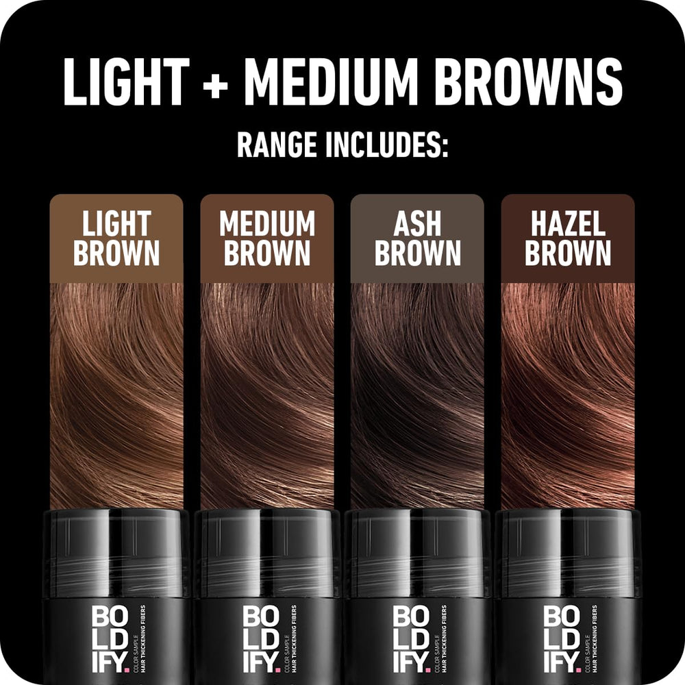 Boldify sample kit root-match guide shows how to blend fibers with natural roots.